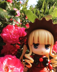 Rating: Safe Score: 0 Tags: 1girl bangs blonde_hair blue_eyes doll dress flower frills hat long_hair pink_flower pink_rose red_flower red_rose rose shinku solo User: admin