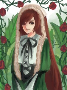 Rating: Safe Score: 0 Tags: 1girl braid dress flower hair_over_shoulder image long_hair orange_flower pink_rose plant purple_rose red_flower red_rose ribbon rose rose_petals solo souseiseki suiseiseki thorns vines User: admin