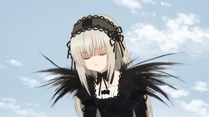Rating: Safe Score: 0 Tags: 1girl bangs black_dress black_ribbon black_wings closed_eyes closed_mouth cloud day detached_collar dress hairband image lolita_fashion long_hair long_sleeves ribbon silver_hair sky solo suigintou upper_body wings User: admin