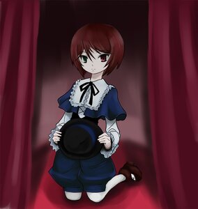Rating: Safe Score: 0 Tags: 1girl blue_dress brown_hair capelet commentary_request curtains dress frills full_body green_eyes hat hat_removed headwear_removed heterochromia holding holding_clothes holding_hat image long_sleeves looking_at_viewer pantyhose red_eyes rozen_maiden short_hair solo souseiseki top_hat urara_(yura) white_legwear User: admin
