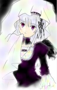 Rating: Safe Score: 0 Tags: 1girl black_dress detached_collar dress expressionless frills image long_hair long_sleeves looking_at_viewer puffy_sleeves silver_hair solo suigintou upper_body veil User: admin