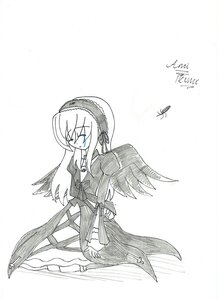Rating: Safe Score: 0 Tags: 1girl auto_tagged dress feathered_wings full_body greyscale hairband image juliet_sleeves lolita_hairband long_hair long_sleeves monochrome ribbon simple_background solo striped suigintou white_background wings User: admin