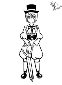 Rating: Safe Score: 0 Tags: 1girl bloomers frills full_body greyscale hat image kneehighs long_sleeves looking_at_viewer monochrome shoes short_hair simple_background solo souseiseki standing top_hat underwear white_background User: admin