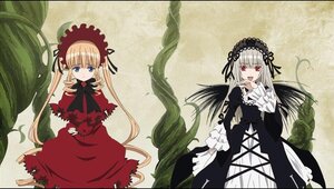 Rating: Safe Score: 0 Tags: 2girls black_ribbon blonde_hair blue_eyes bow capelet dress flower frills hairband image letterboxed long_hair long_sleeves looking_at_viewer multiple_girls open_mouth pair red_dress red_eyes shinku smile suigintou twintails very_long_hair wings User: admin