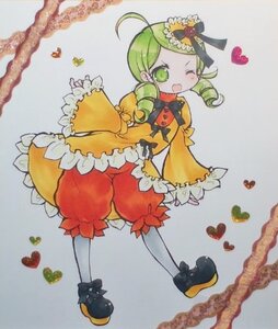 Rating: Safe Score: 0 Tags: 1girl ahoge bloomers bow bug butterfly drill_hair full_body green_eyes green_hair hair_ornament heart image insect kanaria long_sleeves one_eye_closed open_mouth pantyhose photo smile solo standing_on_one_leg traditional_media underwear User: admin