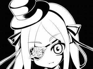 Rating: Safe Score: 0 Tags: 1girl barasuishou black_background closed_mouth flower greyscale hair_flower hair_ornament hair_ribbon hat image looking_at_viewer mini_hat mini_top_hat monochrome portrait ribbon rose simple_background solo top_hat User: admin