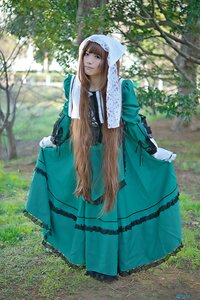 Rating: Safe Score: 0 Tags: 1girl blue_eyes brown_hair day dress gloves long_hair looking_at_viewer nature outdoors solo standing suiseiseki tree User: admin