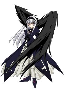 Rating: Safe Score: 0 Tags: 1girl black_wings boots bow dress feathered_wings full_body image long_hair long_sleeves looking_at_viewer simple_background solo suigintou very_long_hair white_background wings User: admin