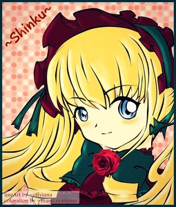 Rating: Safe Score: 0 Tags: 1girl black_border blonde_hair blue_eyes blush bow dress flower hair_ribbon halftone halftone_background image letterboxed long_hair looking_at_viewer polka_dot polka_dot_background red_flower red_rose ribbon rose shinku smile solo twintails User: admin