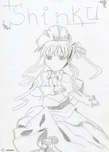 Rating: Safe Score: 0 Tags: 1girl 86800 blush bonnet bow bowtie dress frills full_body greyscale image long_hair long_sleeves looking_at_viewer monochrome shinku shoes solo standing striped very_long_hair User: admin
