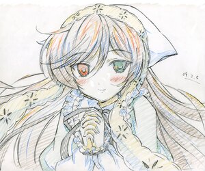 Rating: Safe Score: 0 Tags: 1girl blush color_trace eyebrows_visible_through_hair green_eyes head_scarf image long_hair long_sleeves looking_at_viewer smile solo suiseiseki toujou_nozomi traditional_media upper_body User: admin