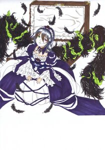 Rating: Safe Score: 0 Tags: 1girl bird black_feathers black_wings crow dove dress feathers frills green_eyes heterochromia image red_eyes seagull short_hair smile solo suigintou wings User: admin