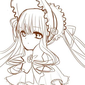 Rating: Safe Score: 0 Tags: 1girl dress drill_hair eyebrows_visible_through_hair flower frills hairband image long_hair looking_at_viewer monochrome rose shinku simple_background solo striped upper_body white_background User: admin