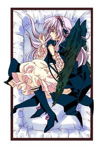 Rating: Safe Score: 0 Tags: 1girl black_wings boots dress feathered_wings flower frills full_body hairband high_heel_boots high_heels image lolita_hairband long_hair long_sleeves profile ribbon rose silver_hair solo suigintou very_long_hair wings User: admin