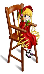 Rating: Safe Score: 0 Tags: 1girl auto_tagged blonde_hair blue_eyes blush bonnet bow bowtie chair cup dress full_body green_bow image long_hair long_sleeves mary_janes red_dress shinku shoes simple_background sitting solo teacup twintails white_background white_legwear User: admin