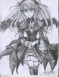 Rating: Safe Score: 0 Tags: 1girl artist_name dated dress frills graphite_(medium) greyscale hairband image lolita_hairband long_hair long_sleeves looking_at_viewer monochrome signature smile solo suigintou traditional_media wings User: admin