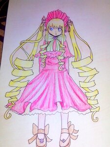 Rating: Safe Score: 0 Tags: 1girl blonde_hair blue_eyes bonnet bow dress drill_hair full_body image long_hair long_sleeves looking_at_viewer pantyhose photo ringlets shinku shoes solo standing traditional_media twin_drills twintails very_long_hair User: admin