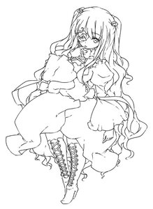 Rating: Safe Score: 0 Tags: 1girl boots cross-laced_footwear dress greyscale hair_ornament image kirakishou lace-up_boots long_hair long_sleeves monochrome sitting solo striped two_side_up very_long_hair User: admin