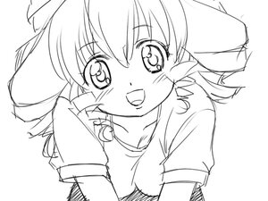 Rating: Safe Score: 0 Tags: 1girl animal_ears blush greyscale hinaichigo image looking_at_viewer monochrome open_mouth short_sleeves sketch smile solo User: admin