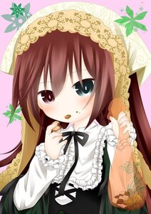 Rating: Safe Score: 0 Tags: 1girl blush brown_hair dress food food_on_face frills holding_food image lace long_hair long_sleeves ribbon solo suiseiseki User: admin
