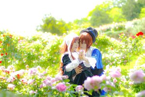 Rating: Safe Score: 0 Tags: 2girls blurry blurry_foreground brown_hair depth_of_field dress field flower flower_field garden hat long_hair long_sleeves lying multiple_cosplay multiple_girls outdoors sunlight tagme yuri User: admin