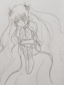 Rating: Safe Score: 0 Tags: 1girl dress elbow_gloves flower hair_flower hair_ornament image kirakishou long_hair looking_at_viewer monochrome solo traditional_media very_long_hair User: admin