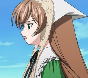 Rating: Safe Score: 0 Tags: 1girl blue_sky blush brown_hair cloud day dress frills green_eyes image looking_away open_mouth outdoors profile sky solo suiseiseki upper_body veil User: admin