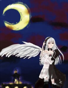 Rating: Safe Score: 0 Tags: 1girl auto_tagged black_wings crescent_moon dress flower full_moon image long_hair long_sleeves looking_at_viewer moon night night_sky sky solo suigintou wings User: admin