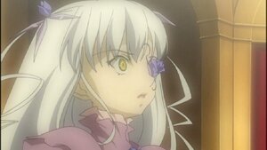 Rating: Safe Score: 0 Tags: 1girl bangs barasuishou eyebrows_visible_through_hair flower hair_ribbon image long_hair profile ribbon solo tears yellow_eyes User: admin