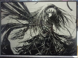Rating: Safe Score: 0 Tags: 1girl black_border border dress flower greyscale hairband image lolita_hairband long_hair long_sleeves looking_at_viewer monochrome solo suigintou wings User: admin