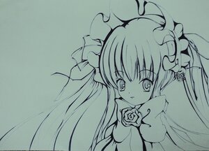 Rating: Safe Score: 0 Tags: 1girl dress flower hat image long_hair looking_at_viewer monochrome rose shinku solo traditional_media User: admin