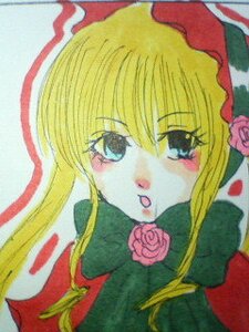 Rating: Safe Score: 0 Tags: 1girl :o auto_tagged blonde_hair blue_eyes blush flower hat image long_hair looking_at_viewer open_mouth pink_flower pink_rose rose shinku solo traditional_media upper_body User: admin