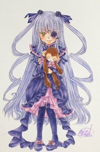 Rating: Safe Score: 0 Tags: 1girl barasuishou dress eyepatch flower image long_hair pantyhose rose silver_hair solo standing stuffed_animal traditional_media two_side_up very_long_hair watercolor_(medium) yellow_eyes User: admin