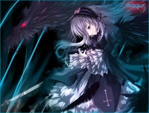 Rating: Safe Score: 0 Tags: 1girl black_wings dress feathers frilled_sleeves frills hairband image lolita_hairband long_hair long_sleeves rose silver_hair solo suigintou wings User: admin