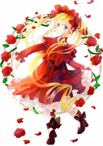 Rating: Safe Score: 0 Tags: 1girl blonde_hair blue_eyes dress flower image lolita_fashion long_hair long_sleeves looking_at_viewer pantyhose petals red_dress red_flower red_rose rose rose_petals shinku shoes solo striped thorns twintails vines white_legwear User: admin