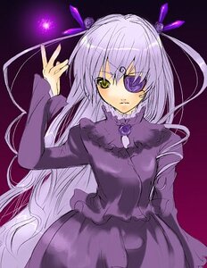 Rating: Safe Score: 0 Tags: 1girl barasuishou dress eyepatch flower frills image long_hair long_sleeves looking_at_viewer purple_dress purple_flower ribbon rose silver_hair solo two_side_up very_long_hair yellow_eyes User: admin