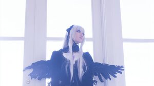 Rating: Safe Score: 0 Tags: 1girl black_wings dress feathers indoors long_hair long_sleeves ribbon solo suigintou very_long_hair white_hair window wings User: admin