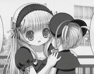 Rating: Safe Score: 0 Tags: 2girls dress greyscale hairband hat image long_hair monochrome multiple_girls open_mouth puffy_sleeves solo suigintou upper_body User: admin