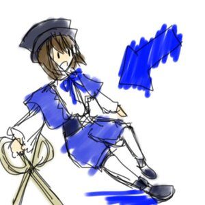 Rating: Safe Score: 0 Tags: 1girl blurry blurry_foreground bow brown_hair capelet depth_of_field full_body hat image long_sleeves motion_blur open_mouth short_hair shorts sketch solo souseiseki white_legwear User: admin