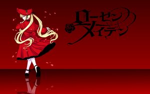 Rating: Safe Score: 0 Tags: 1girl blonde_hair dress flower hat image long_hair petals red_background red_dress red_theme rose shinku solo striped twintails very_long_hair User: admin