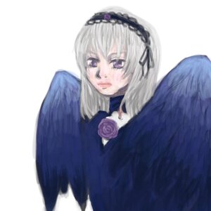 Rating: Safe Score: 0 Tags: 1girl black_wings blurry blurry_background blurry_foreground depth_of_field dress feathered_wings feathers flower hairband image lolita_hairband long_hair long_sleeves looking_at_viewer purple_eyes rose silver_hair simple_background solo suigintou upper_body white_background wings User: admin