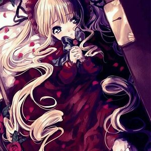 Rating: Safe Score: 0 Tags: 1girl blonde_hair blue_eyes blush bonnet bow dress flower image long_hair long_sleeves petals rose rose_petals shinku solo twintails very_long_hair User: admin