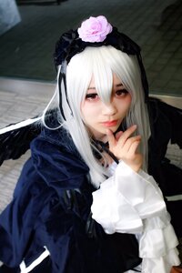 Rating: Safe Score: 0 Tags: 1girl blurry closed_mouth depth_of_field dress flower frills gothic_lolita hair_between_eyes lips lolita_fashion long_hair long_sleeves looking_at_viewer photo red_eyes rose solo suigintou upper_body white_hair wings User: admin