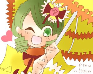 Rating: Safe Score: 0 Tags: 1girl autumn_leaves crown drill_hair green_eyes green_hair hair_ornament heart image kanaria leaf looking_at_viewer one_eye_closed open_mouth smile solo User: admin
