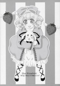 Rating: Safe Score: 0 Tags: 1girl apple bow dress drill_hair food fruit greyscale hina_ichigo hinaichigo image monochrome smile solo strawberry stuffed_animal tongue tongue_out watermelon User: admin