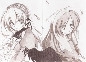 Rating: Safe Score: 0 Tags: 2girls dress feathers flower frills greyscale hairband image juliet_sleeves long_hair long_sleeves looking_at_viewer looking_back monochrome multiple_girls pair parted_lips petals puffy_sleeves simple_background suigintou suiseiseki traditional_media upper_body white_background wings User: admin