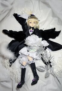 Rating: Safe Score: 0 Tags: 1girl auto_tagged blonde_hair bloomers boots doll dress flower frills lolita_fashion lying solo suigintou underwear wings User: admin