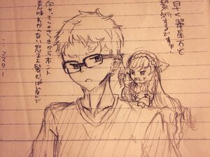 Rating: Safe Score: 0 Tags: 1boy 1girl braid glasses image monochrome sketch solo suiseiseki User: admin