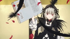 Rating: Safe Score: 0 Tags: 1girl black_dress black_wings dress feathers flower frills hairband image long_hair long_sleeves pair petals red_eyes ribbon rose_petals shinku silver_hair solo suigintou wings User: admin