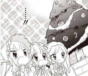 Rating: Safe Score: 0 Tags: 1boy 4girls :o blush bowtie christmas_tree dress greyscale hat image long_sleeves monochrome multiple multiple_girls open_mouth ribbon star_(symbol) tagme tears User: admin